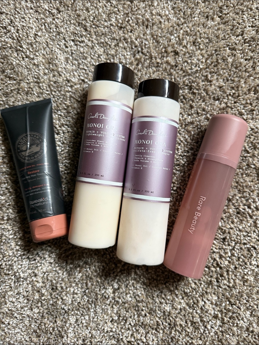 Rare Beauty Pink Cylindrical Hair Conditioner Bottle